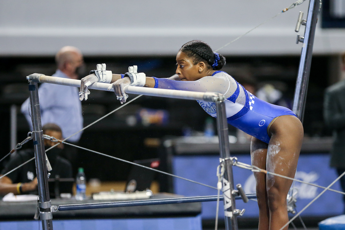 Cally Nixon.

Kentucky beats LSU 197.100 - 196.800.

Photo by Sarah Caputi | UK Athletics