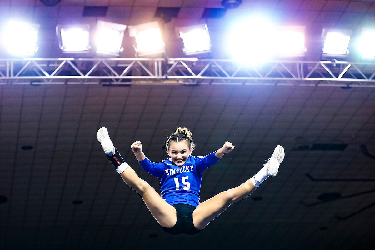 Izzy Holloway.

Kentucky Stunt blue and white scrimmage. 

Photo by Eddie Justice | UK Athletics