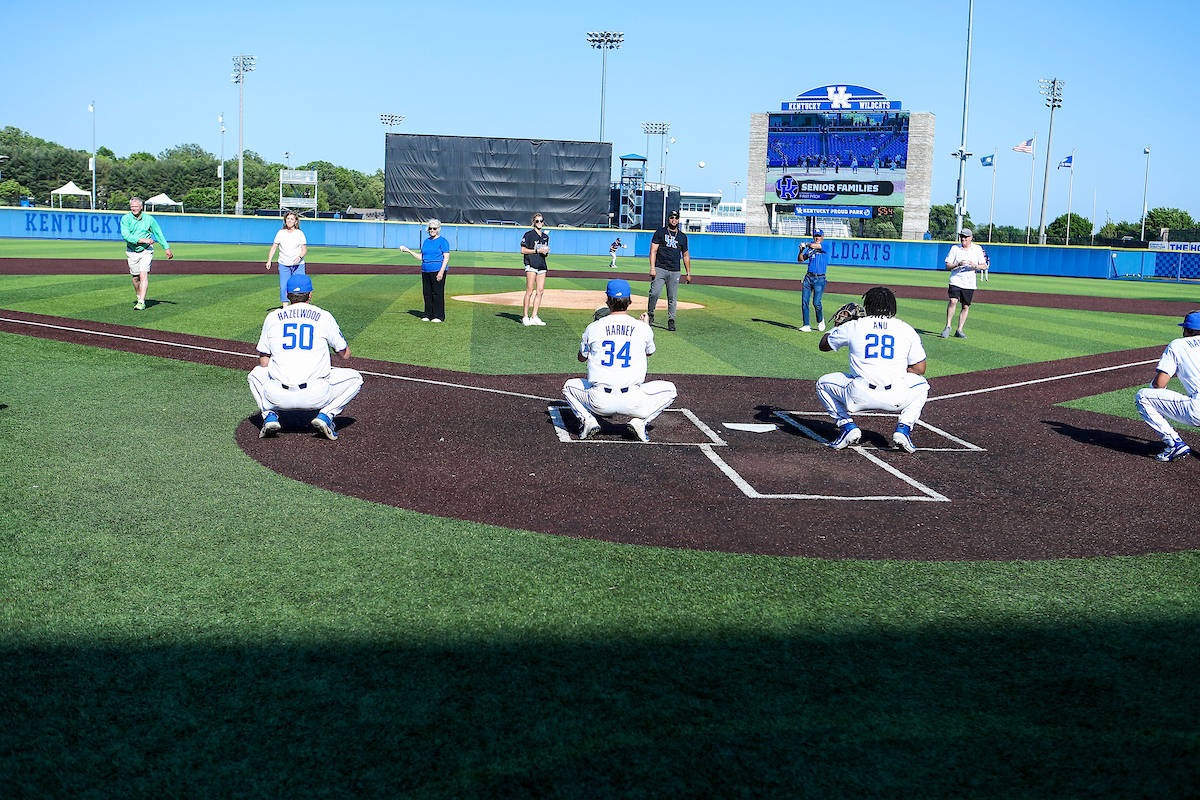 Senior Family First Pitch.

2022 Kentucky Baseball Senior Day.

Photo by Sarah Caputi | UK Athletics
