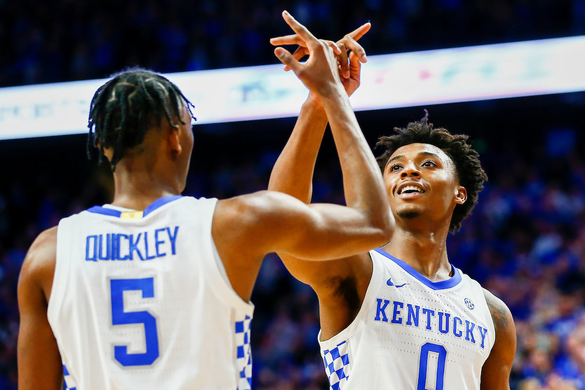 Immanuel Quickley and Ashton Hagans. 

UK beat Auburn 73-66. 

Photo By Barry Westerman | UK Athletics