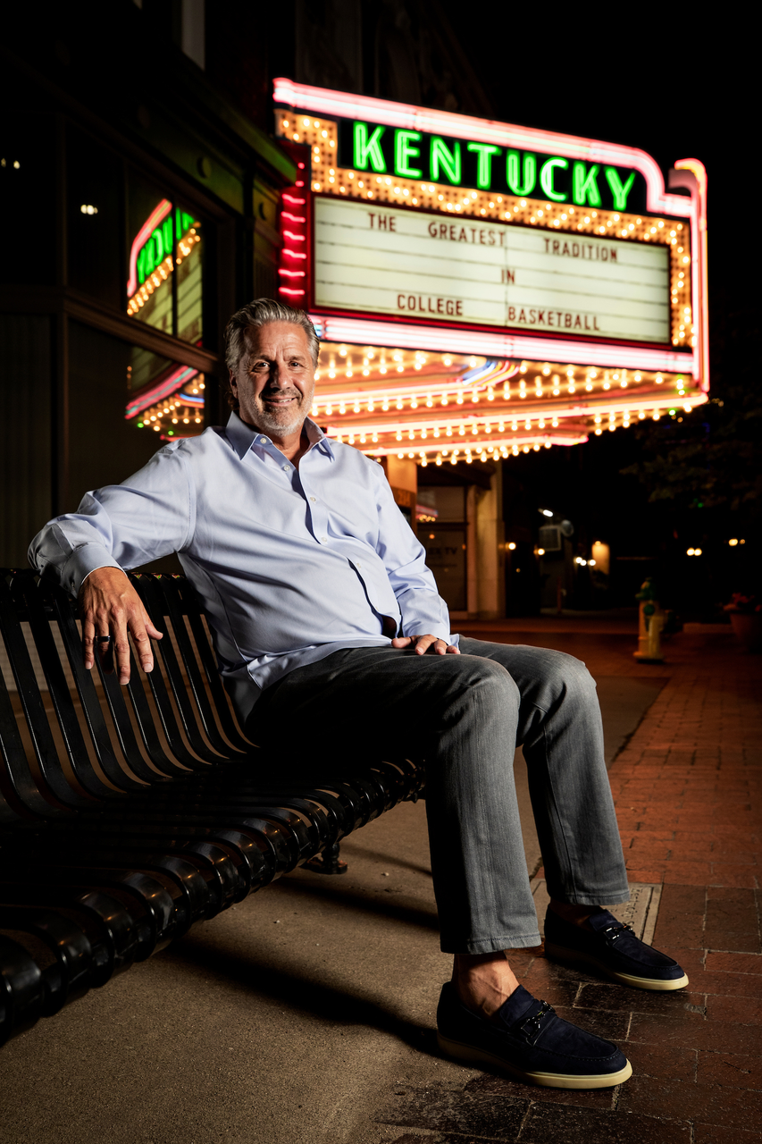 John Calipari.

UK menâ??s basketball photo shoot at the Kentucky Theater.

Photo by Chet White | UK Athletics