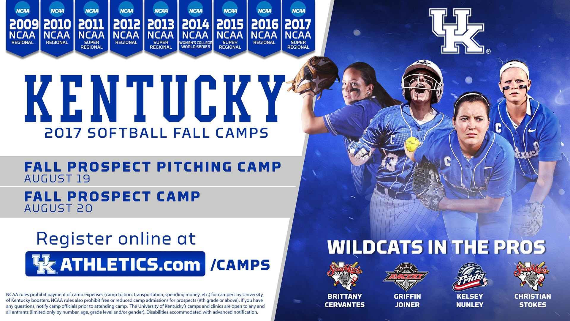 Kentucky Softball Announces 2017 Fall Prospect Camp Dates