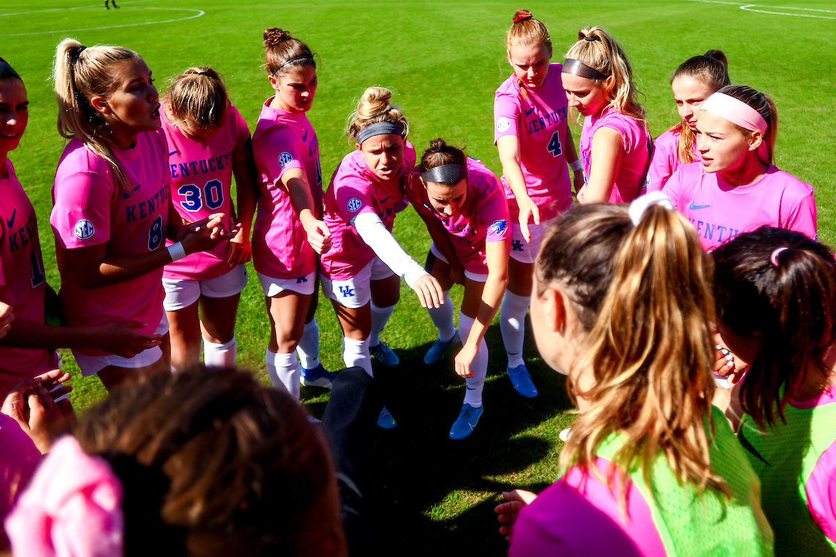 Huddle. 

Kentucky falls to Vanderbilt 0-1. 

Photo by Eddie Justice | UK Athletics