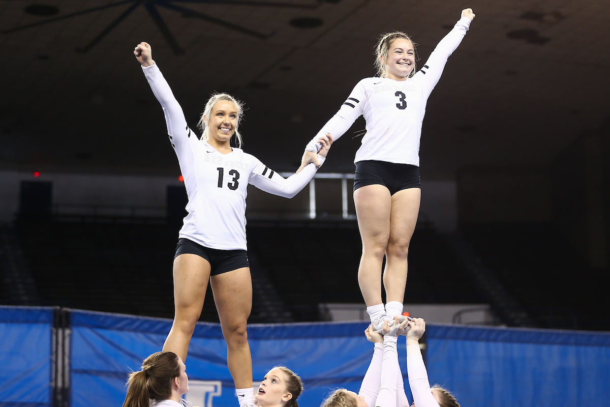 Karley Kalchbrenner. Rachel Woods.

Kentucky Stunt blue and white scrimmage. 

Photo by Abbey Cutrer | UK Athletics