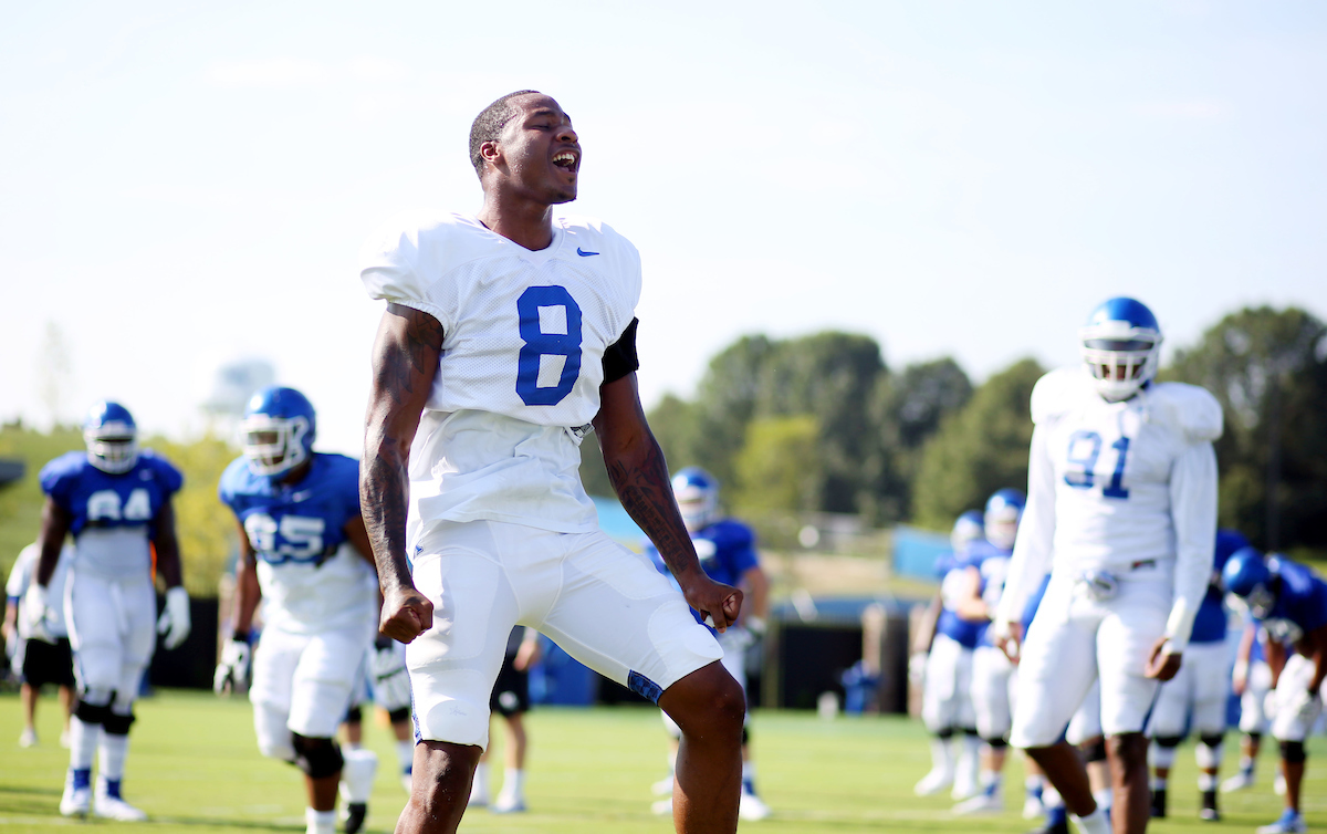 The Football Team training camp Tuesday, August 7,  2018. 

Photo by Britney Howard | UK Athletics