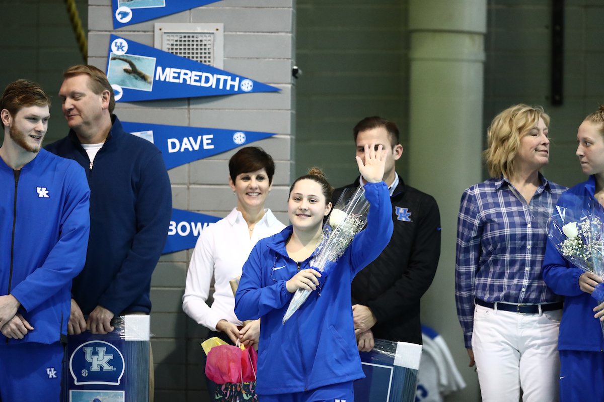 The UK men's and women's swim and drive teams beat Louisville on Senior Day at the Lancaster Aquatic Center on Saturday, January 26, 2019.

Photo by Elliott Hess | UK Athletics