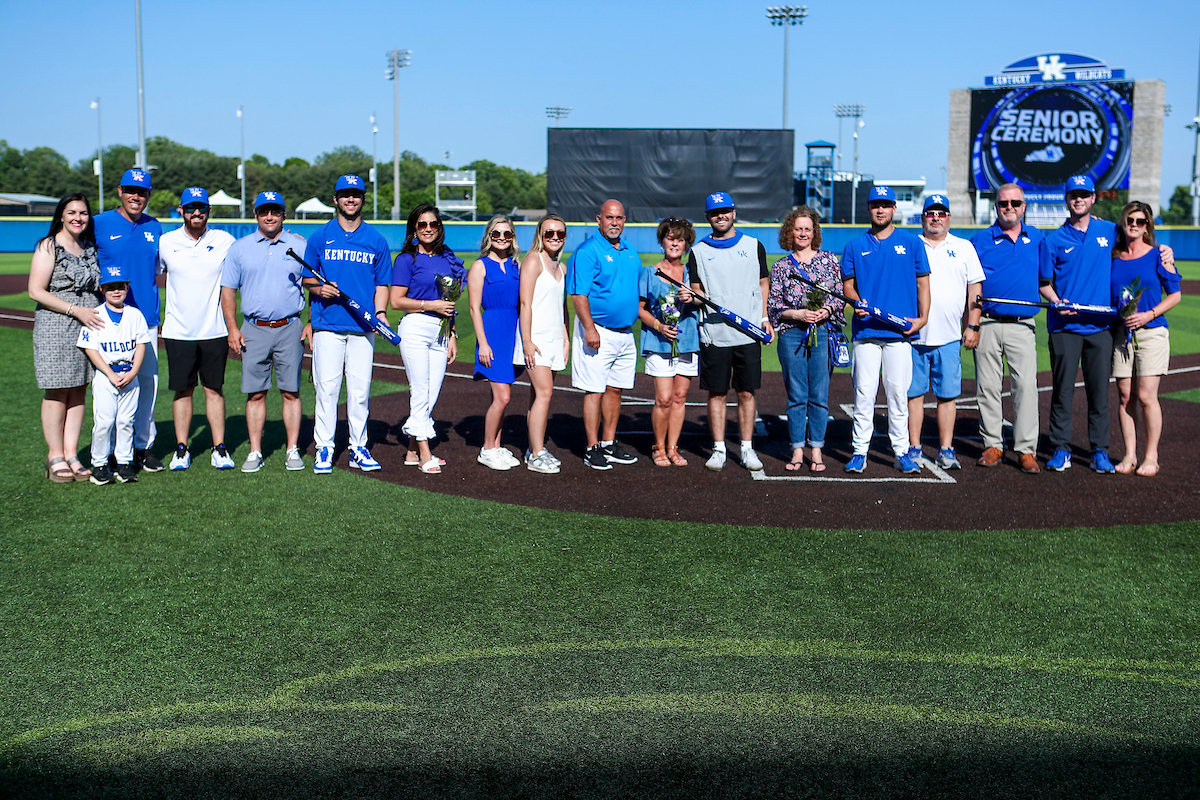 Coach Nick Mingione. Student Manager Kendall Roller. Student Manager Nick Simone. Student Manager Camren Probst. Chase Pomerleau.

2022 Kentucky Baseball Senior Day.

Photo by Sarah Caputi | UK Athletics
