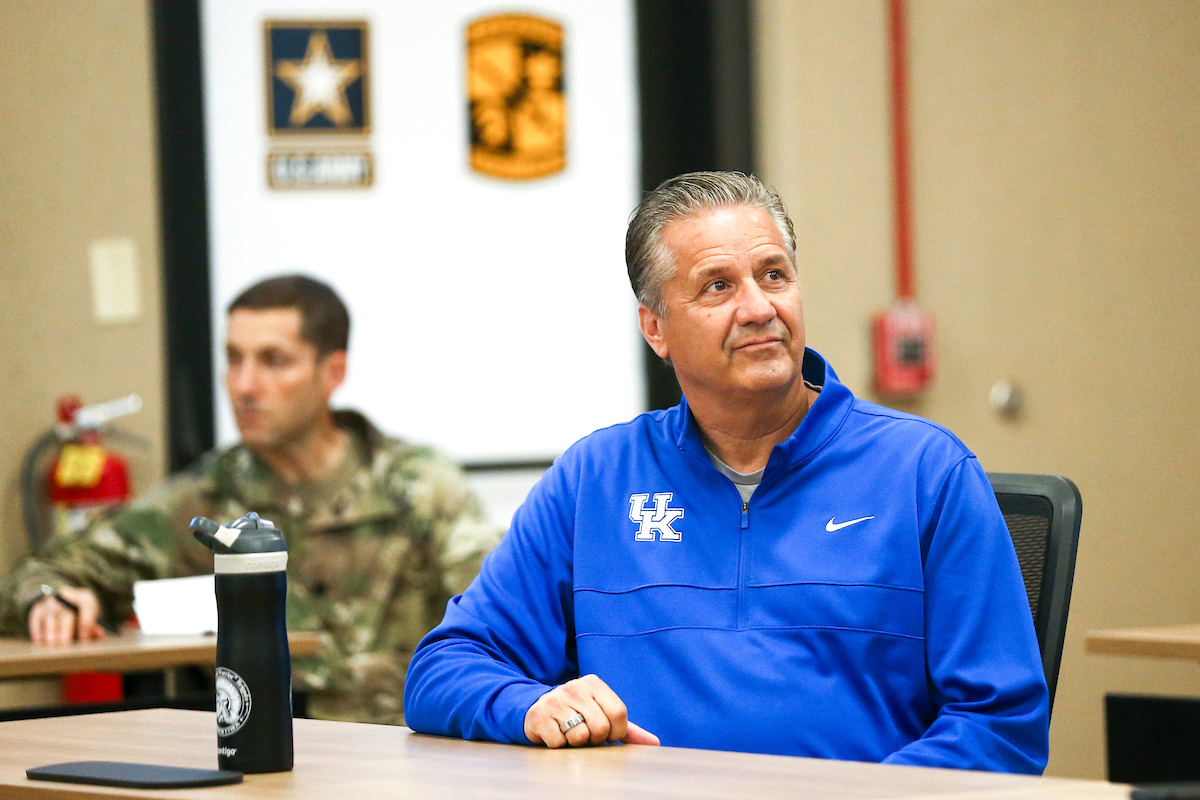 John Calipari.

The Kentucky men's basketball team visited Fort Knox on Friday to visit with students and take a tour of the General George Patton Museum.

Photo by Grace Bradley | UK Athletics