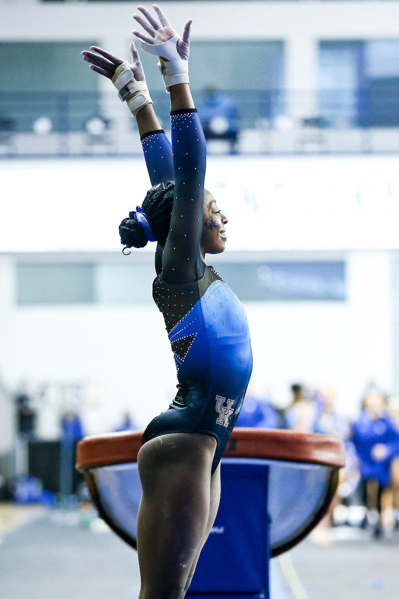 Cally Nixon.

Kentucky wins Quad Meet with a score of 197.450.

Photo by Grace Bradley | UK Athletics