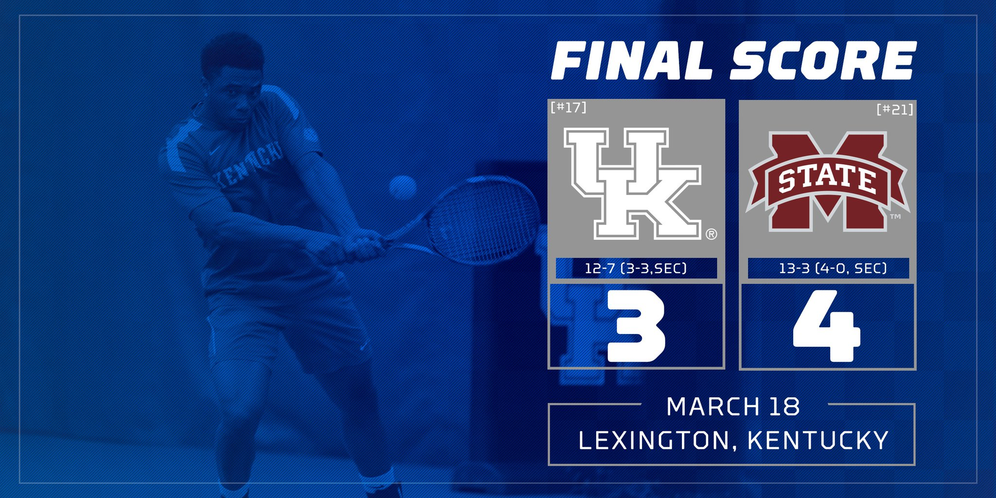 Bushamuka Picks up Top-Five Win in Singles, UK Falls to Mississippi State, 4-3