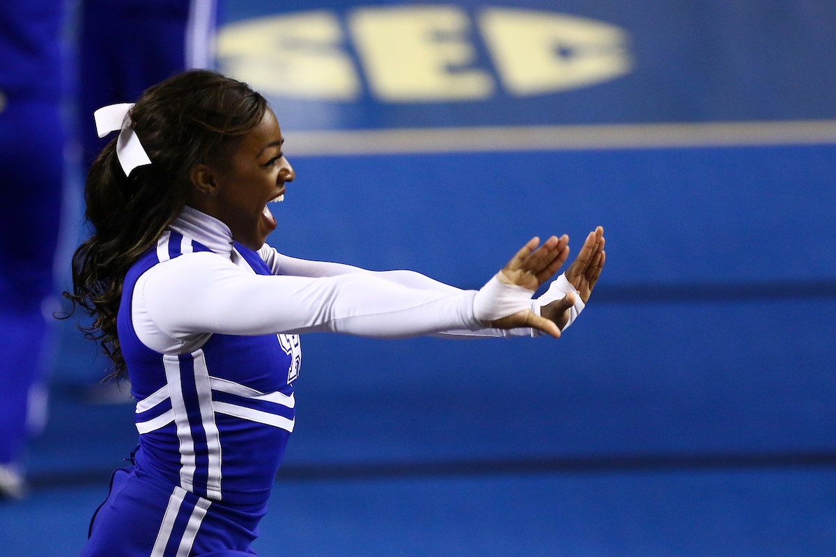 Cheerleader.

Kentucky beat Alabama 66-62.

Photo by Grace Bradley | UK Athletics