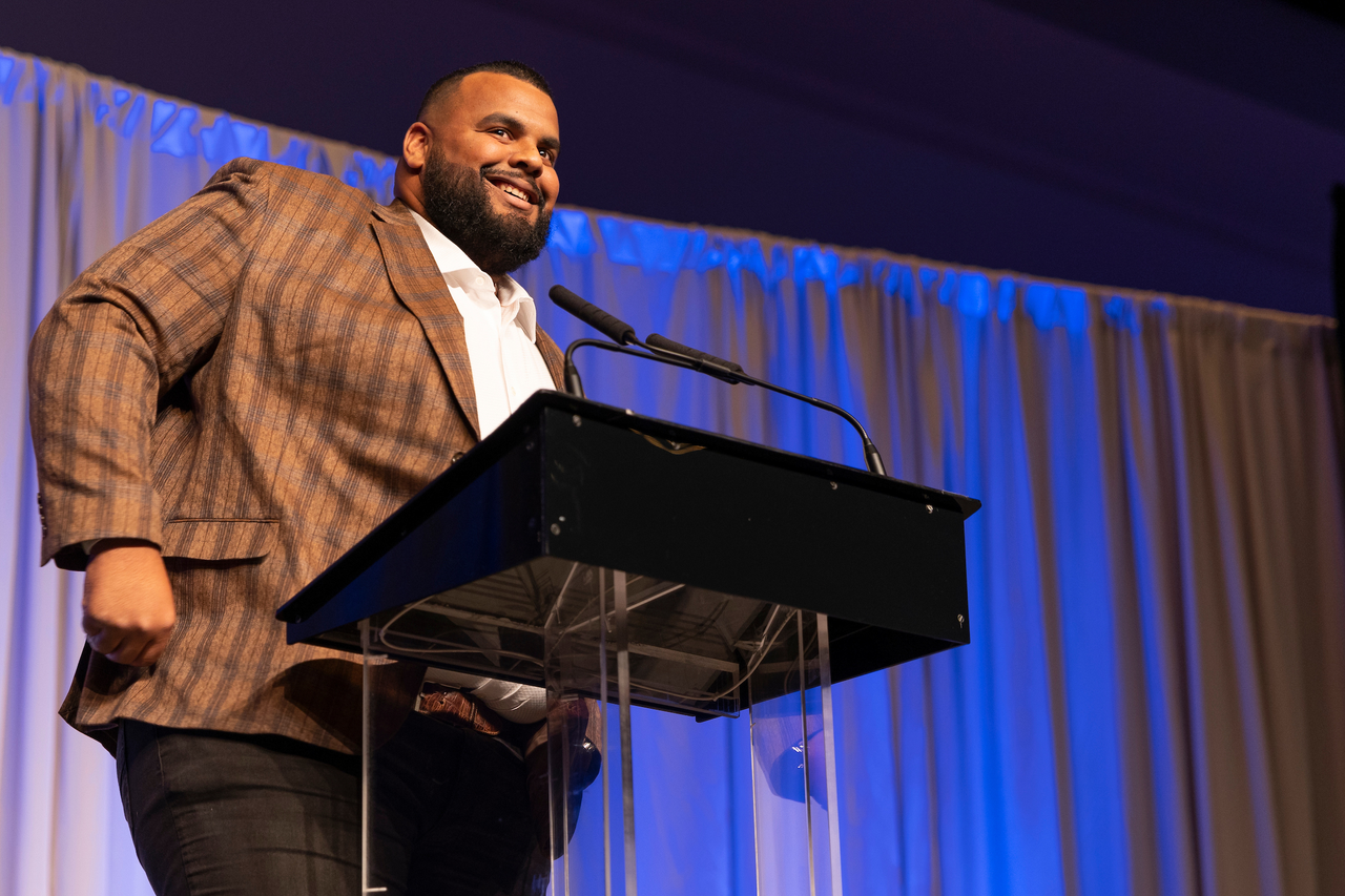 Larry Warford.

The 2020 and 2021 UK Athletics Hall of Fame classes were inducted Thursday night at Central Bank Center.

Photo by Grant Lee | UK Athletics
