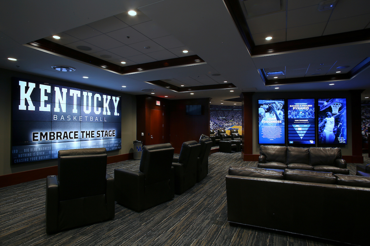 UK men's basketball locker room in the Joe Craft Center.

Photo by Chet White | UK Athletics