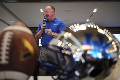 Mark Stoops.

Women's clinic hosted by Kentucky Football on July 28th, 2018 at Kroger Field in Lexington, Ky.

Photo by Quinlan Ulysses Foster I UK Athletics