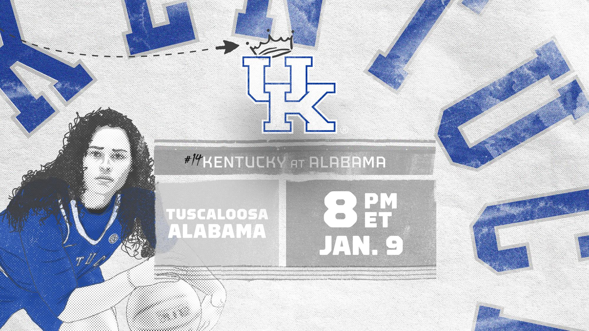 No. 14 Kentucky Begins Road Stretch Thursday at Alabama