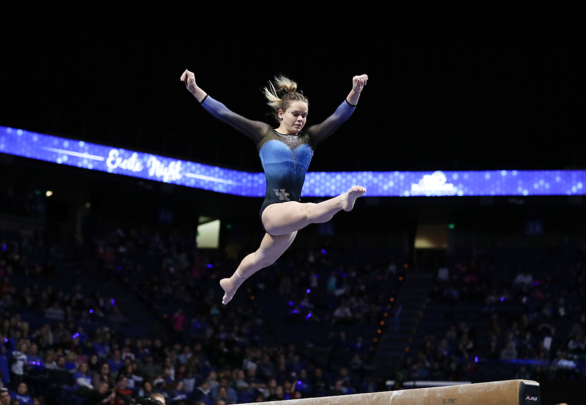 ELLA WARREN.

The University of Kentucky gymnastics team beat Ball State, Southeast Missouri, and George Washington on Friday, January 5, 2017 at Rupp Arena in Lexington, Ky.

Photo by Elliott Hess | UK Athletics