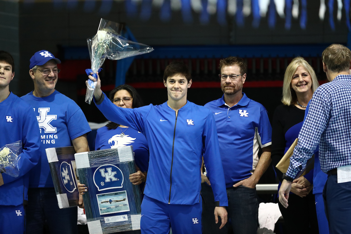 The UK men's and women's swim and drive teams beat Louisville on Senior Day at the Lancaster Aquatic Center on Saturday, January 26, 2019.

Photo by Elliott Hess | UK Athletics
