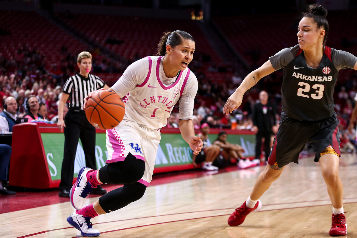 Sabrina Haines. 

Kentucky falls to Arkansas 103-85.

Photo by Eddie Justice | UK Athletics