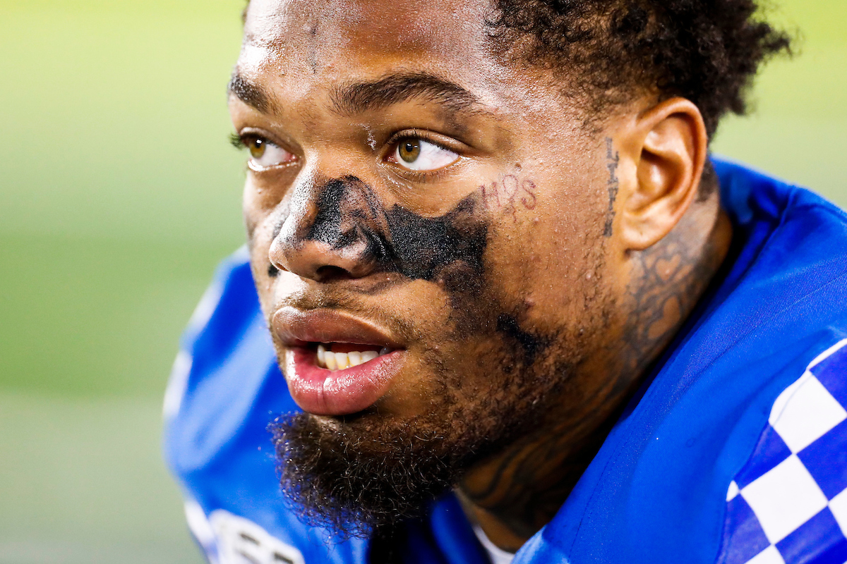 Lynn Bowden.

UK beat EMU 38-17.

Photo by Chet White | UK Athletics