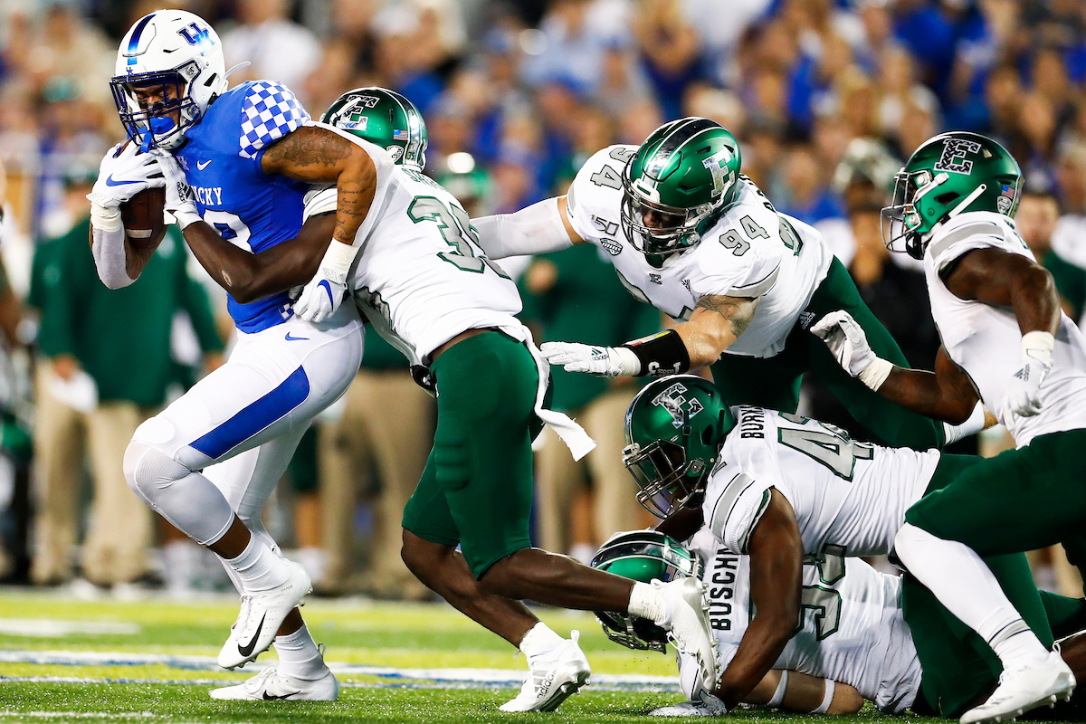 Keaton Upshaw.

UK beat EMU 38-17.

Photo by Chet White | UK Athletics