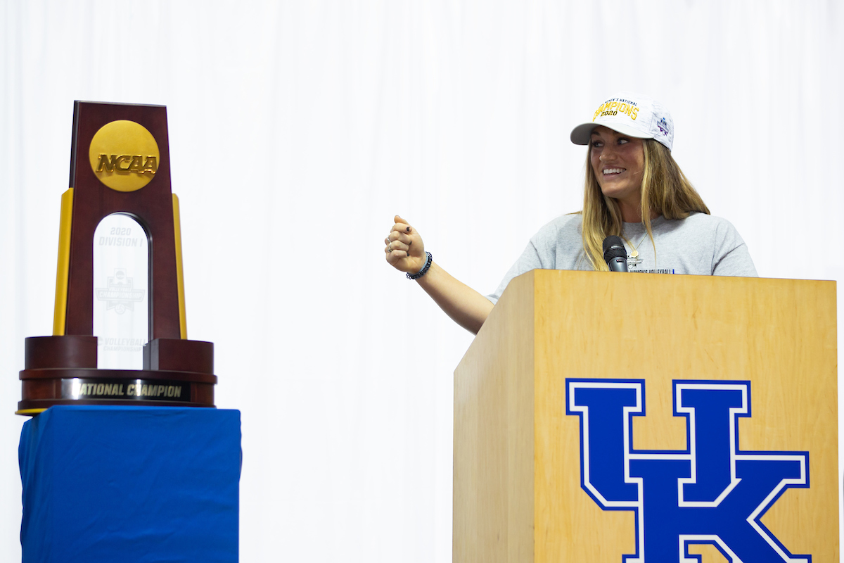 Gabby Curry.

Kentucky Volleyball returns from winning NCAA Championship

Photo by Grant Lee | UK Athletics