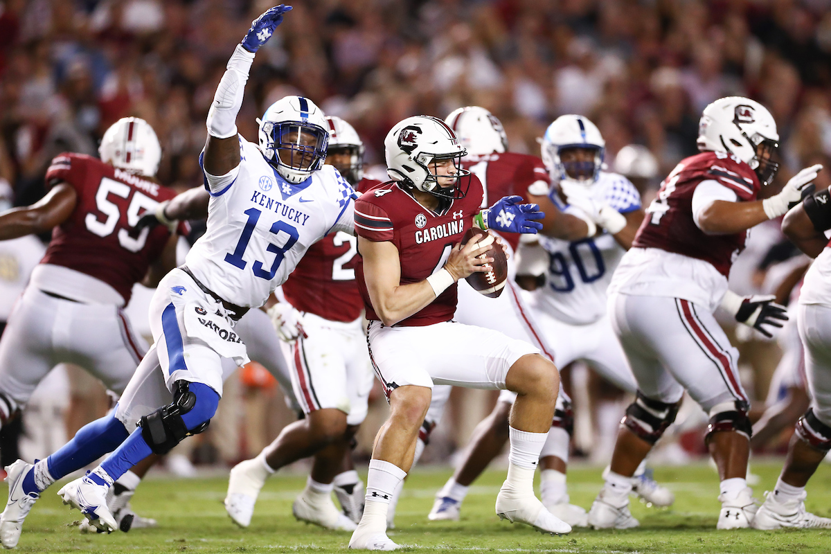 J.J. Weaver.

Kentucky beats South Carolina, 16-10.

Photo by Elliott Hess | UK Athletics