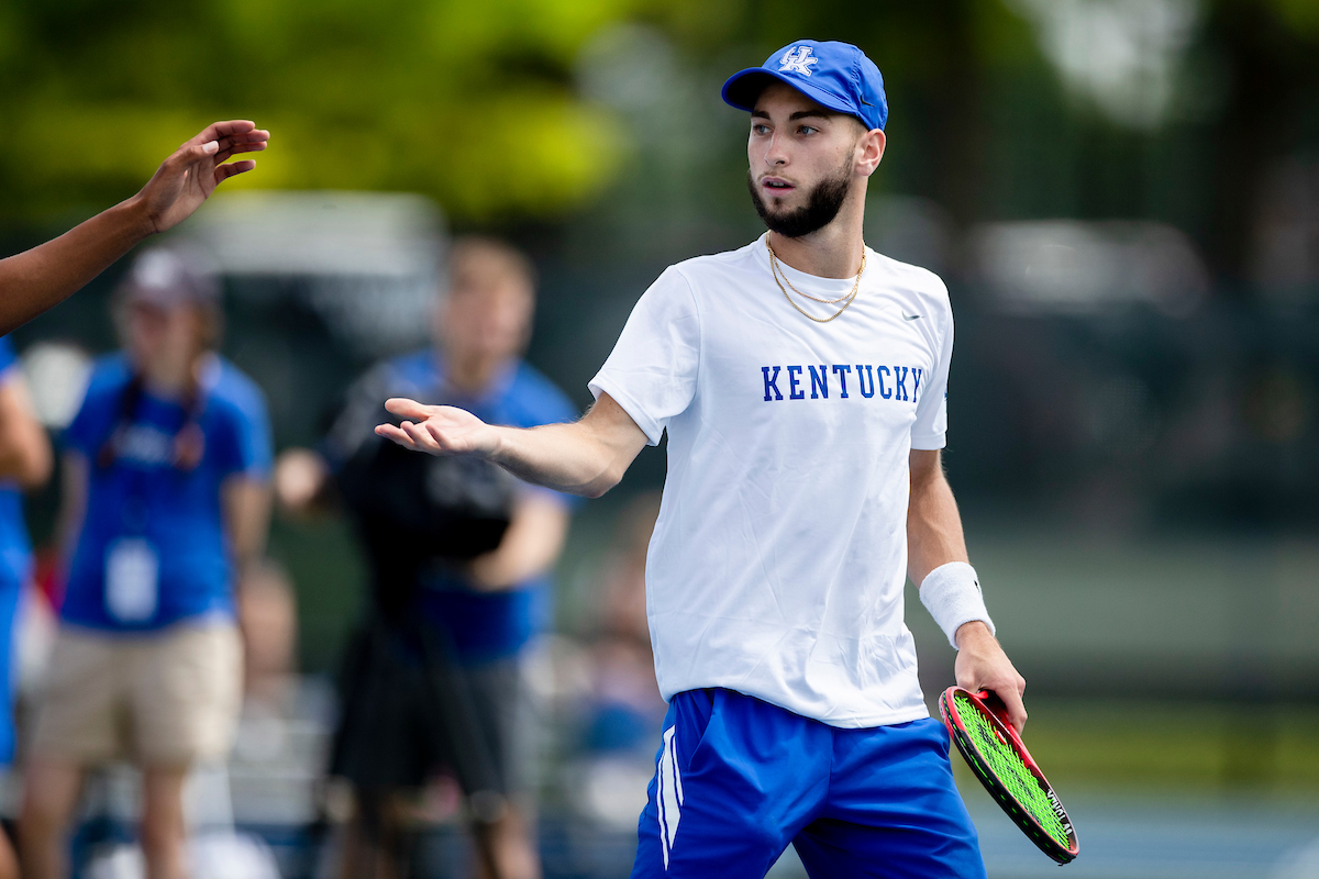 Joshua Lapadat.

Kentucky beat DePaul 4-0 in the first round of the 2022 NCAA Men’s Tennis Tournament.

Photo by Elliott Hess | UK Athletics