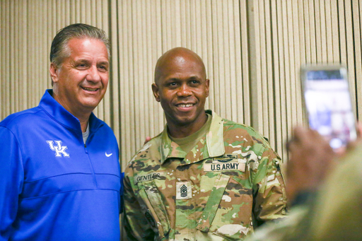 John Calipari.

The Kentucky men's basketball team visited Fort Knox on Friday to visit with students and take a tour of the General George Patton Museum.

Photo by Grace Bradley | UK Athletics
