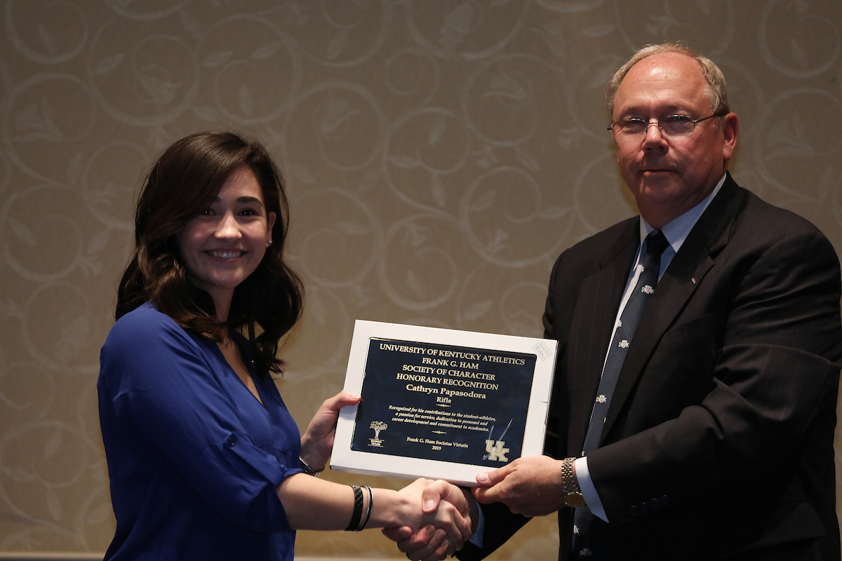 Cathryn Papasodora.

Frank G. Ham Society of Character induction.

Photo by Quinn Foster | UK Athletics