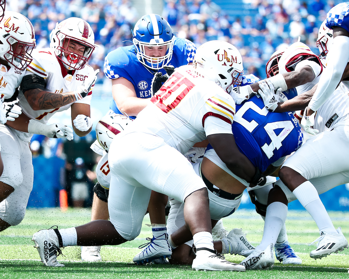Christopher Rodriguez Jr. Luke Fortner.

UK beat ULM 45-10.

Photo by Eddie Justice | UK Athletics