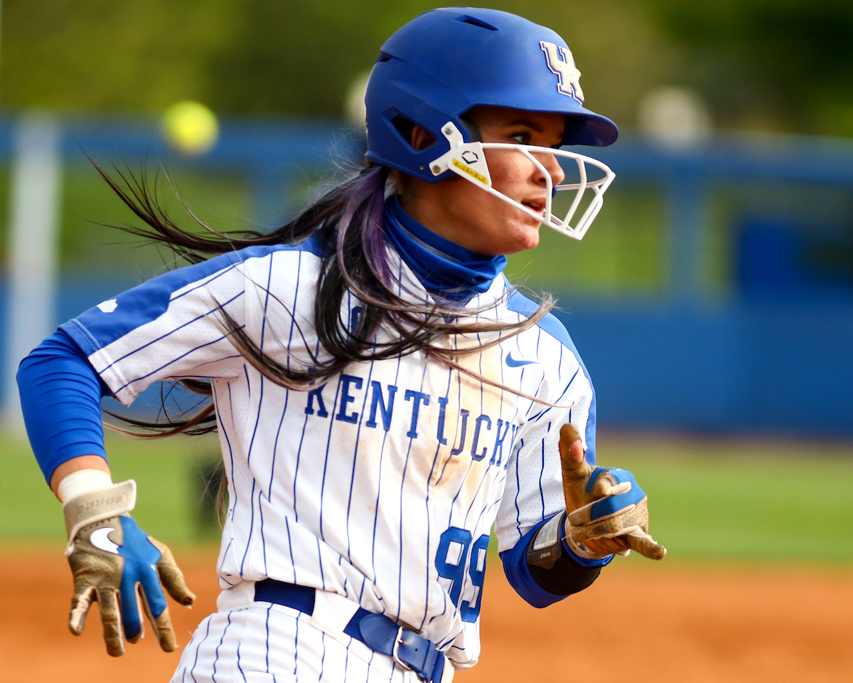 Kayla Kowalik. 

Kentucky defeats LSU 7-5. 

Photo by Eddie Justice | UK Athletics