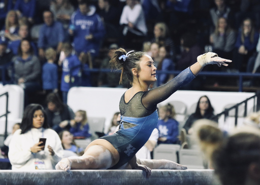Katie Stuart.

The University of Kentucky gymnastics team falls to Auburn 196.000-196.125 on Friday, February 1st, 2019.

Photo by Noah J. Richter | UK Athletics