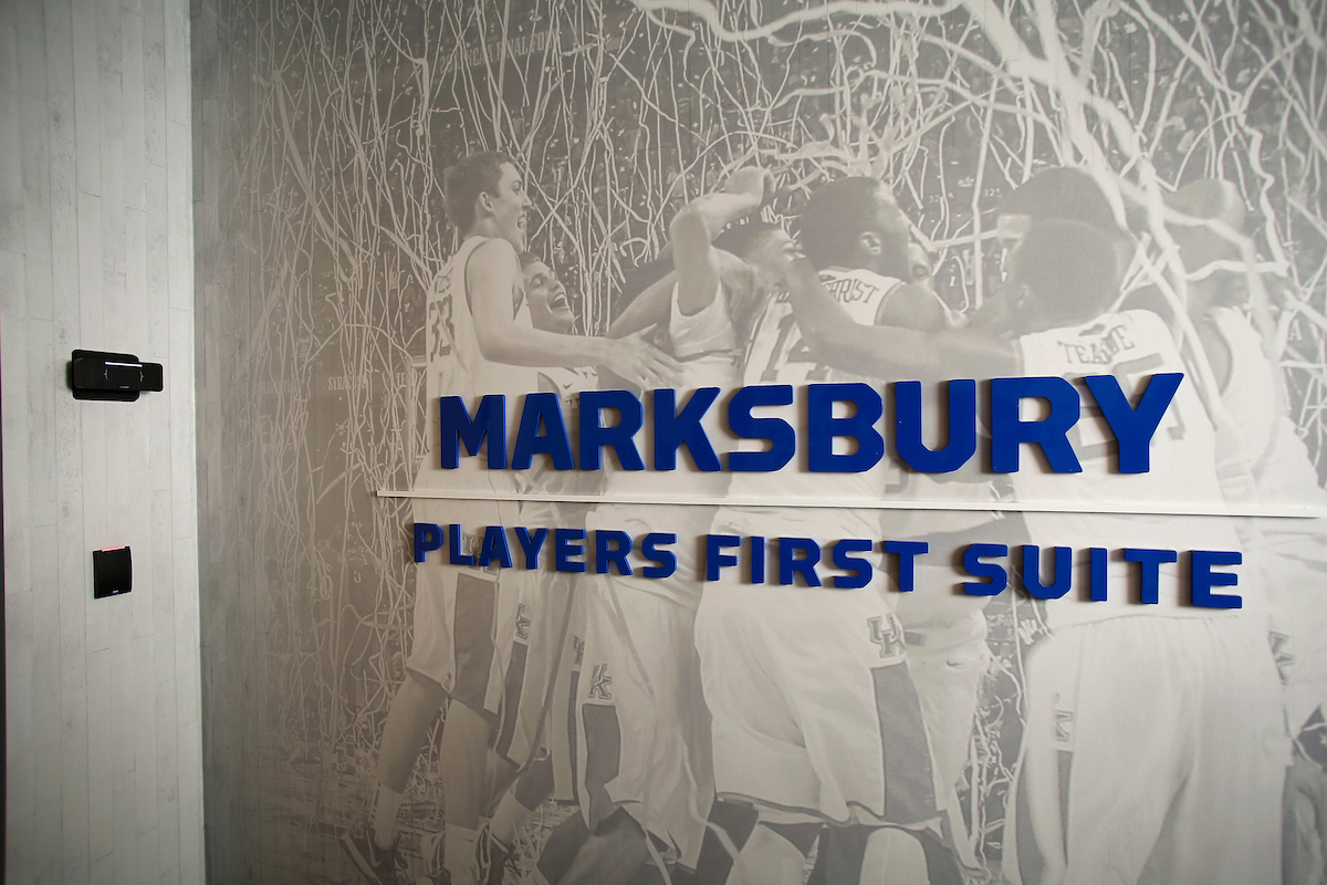 UK men's basketball locker room in the Joe Craft Center.

Photo by Chet White | UK Athletics
