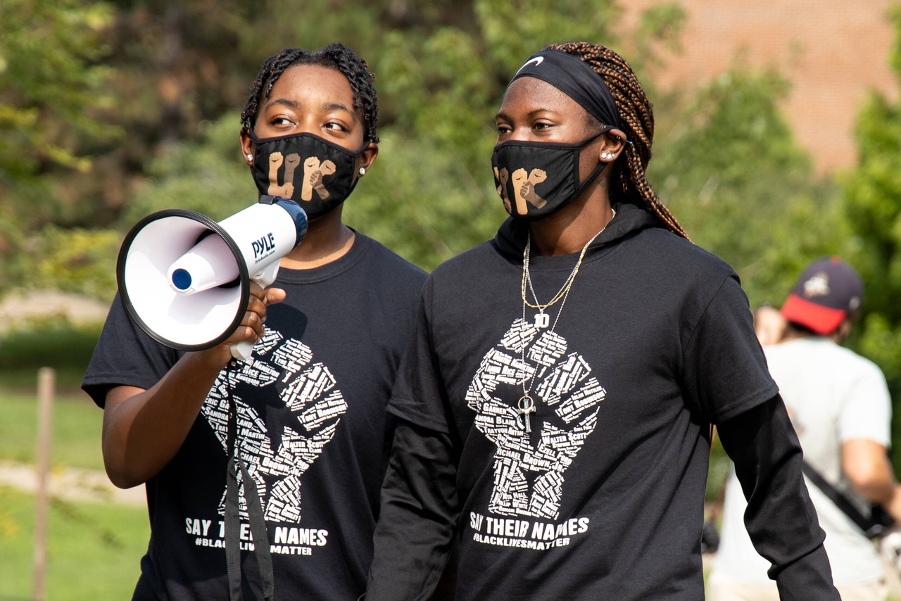 Dreuna Edwards. Rhyne Howard. 

Social Justice March and Unity Fair

Photo by Eddie Justice | UK Athletics