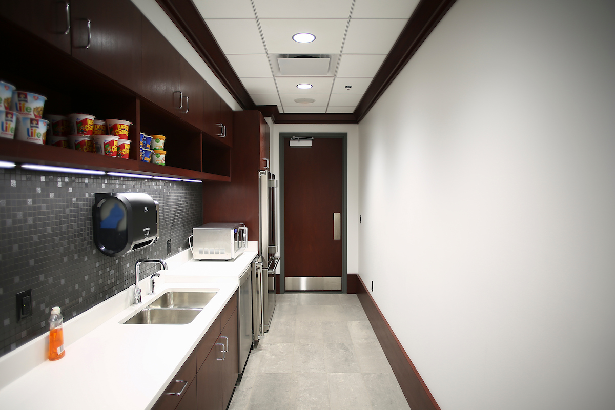 UK men's basketball locker room in the Joe Craft Center.

Photo by Chet White | UK Athletics