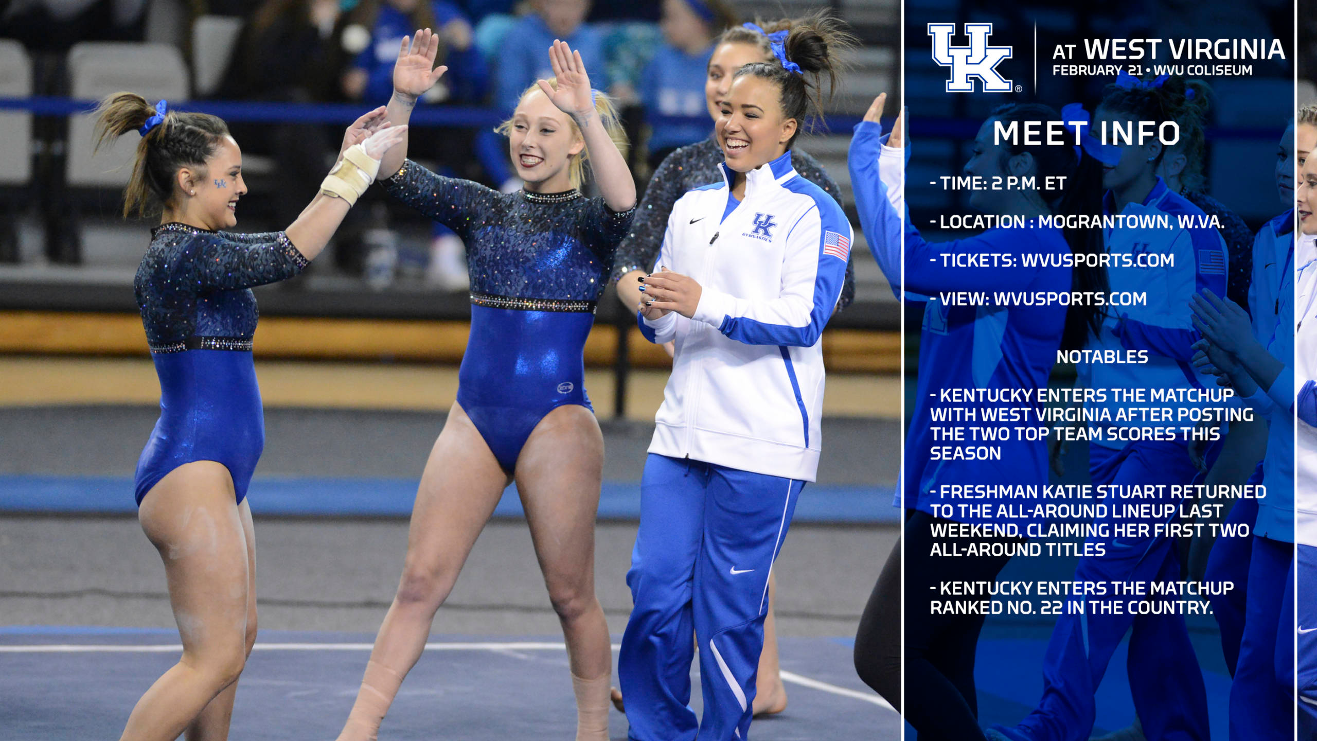 No. 22 UK Gymnastics Travels to West Virginia for Regional Meeting