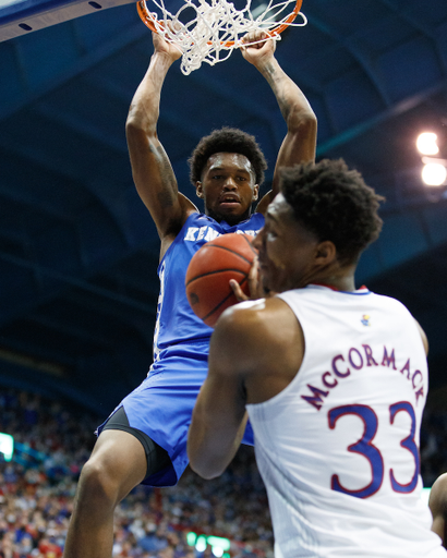 Keion Brooks Jr. Oscar Tshiebwe.

Kentucky beats Kansas, 80-62.

Photo by Elliott Hess | UK Athletics