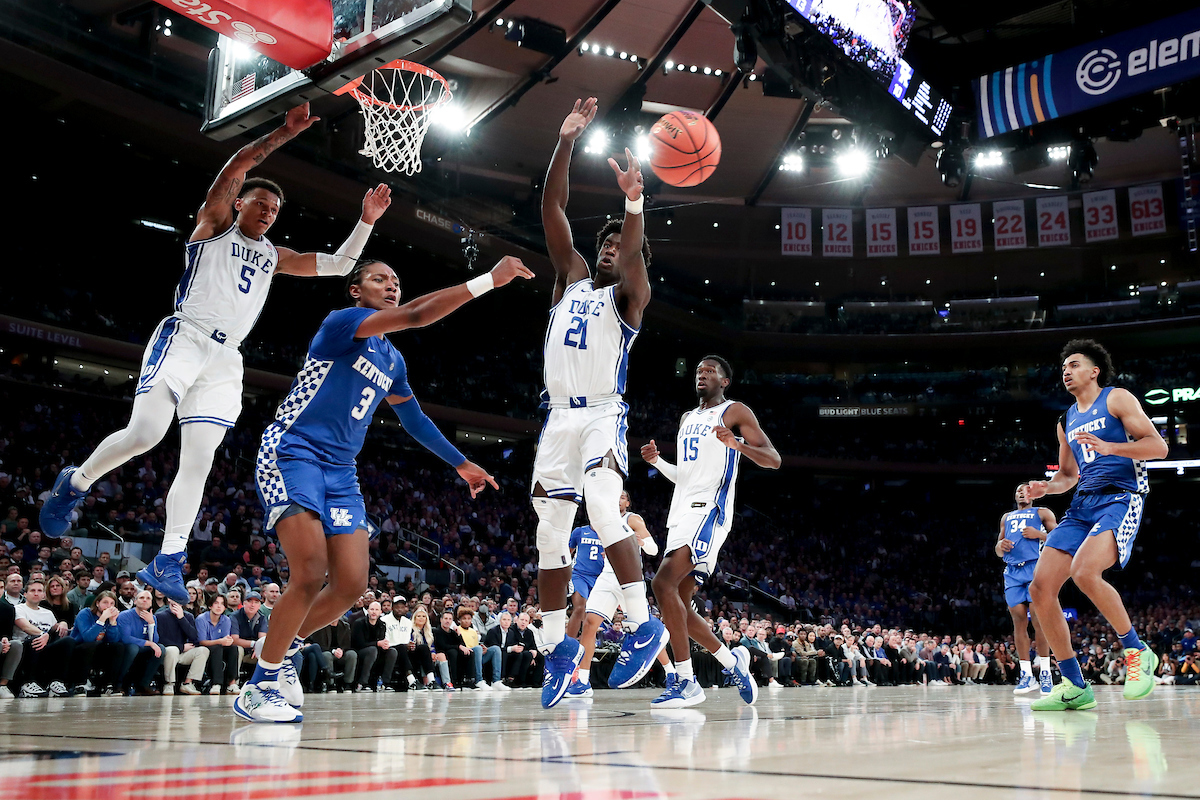 TyTy Washington Jr. Jacob Toppin.

Kentucky loses to Duke 79-71 in the Champions Classic at Madison Square Garden in New York on Nov. 9, 2021.

Photos by Chet White | UK Athletics
