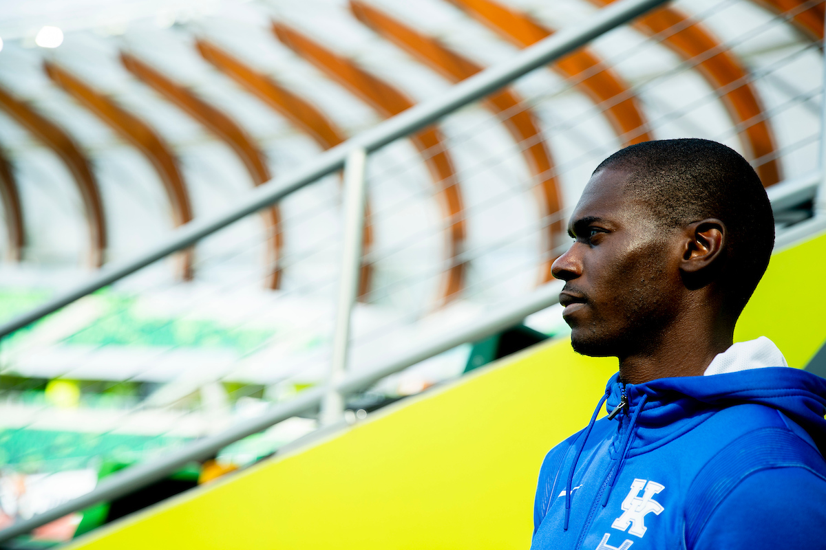 Dwight St. Hillaire.

Shake out.

NCAA Track and Field Outdoor Championships.

Photo by Chet White | UK Athletics