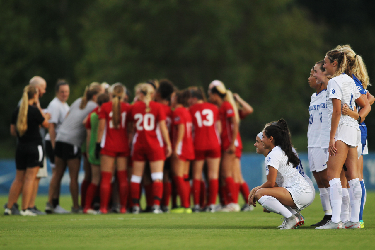 Team.

The University of Kentucky women's soccer team beat SIUE 2-1 in the Cat's season opener on Friday, August 17th, 2018, at The Bell in Lexington, Ky.

Photo by Quinlan Ulysses Foster I UK Athletics