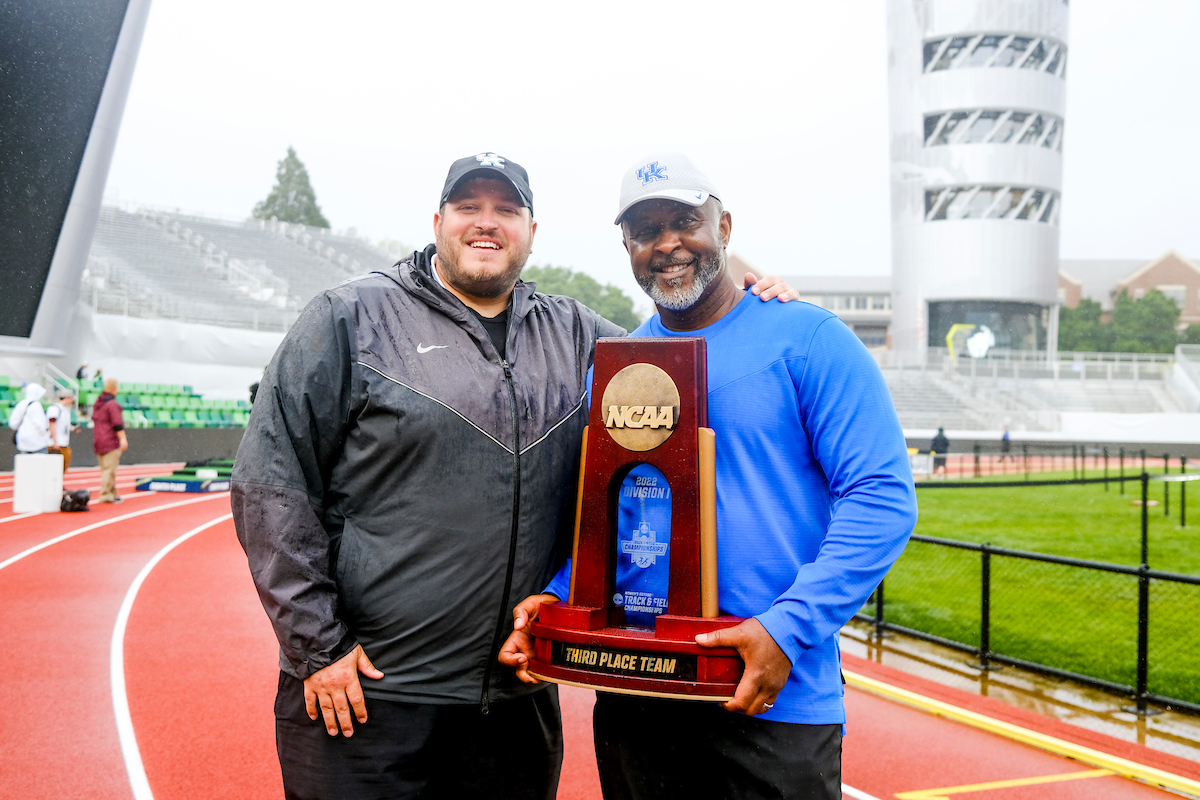 Cory Thalheimer. Lonnie Greene.

Day Four. The UK women’s track and field team placed third at the NCAA Track and Field Outdoor Championships at Hayward Field in Eugene, Or.

Photo by Chet White | UK Athletics