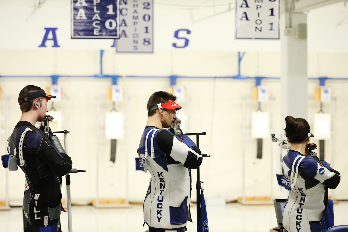 Will Shaner. Richard Clark. Cathryn Papasodora.

UK Rifle hosts Morehead State on Senior Day.

Photo by Quinn Foster | UK Athletics