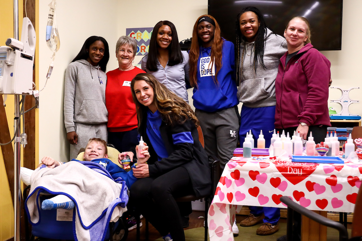 Valentine’s Day. 

Kentucky WBB visits children at the Kentucky Children’s Hospital.

Photo by Eddie Justice | UK Athletics