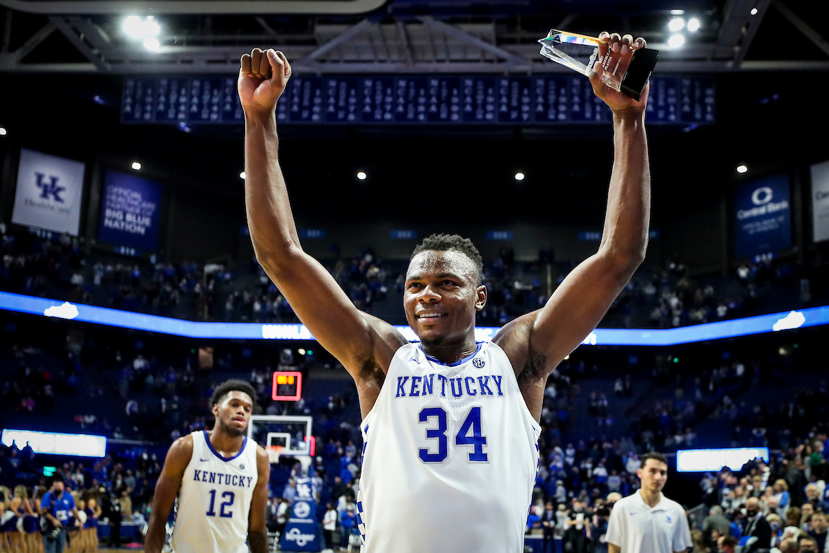 Oscar Tshiebwe. 

Kentucky beat Ohio University 77-59.

Photos by Chet White | UK Athletics