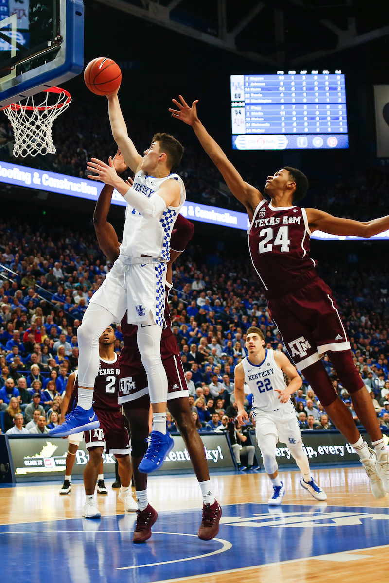 Tyler Herro. Layup. 

Kentucky beat Texas A&M 85-74 on Tuesday, January 8, 2019. 

Photo by Eddie Justice | UK Athletics