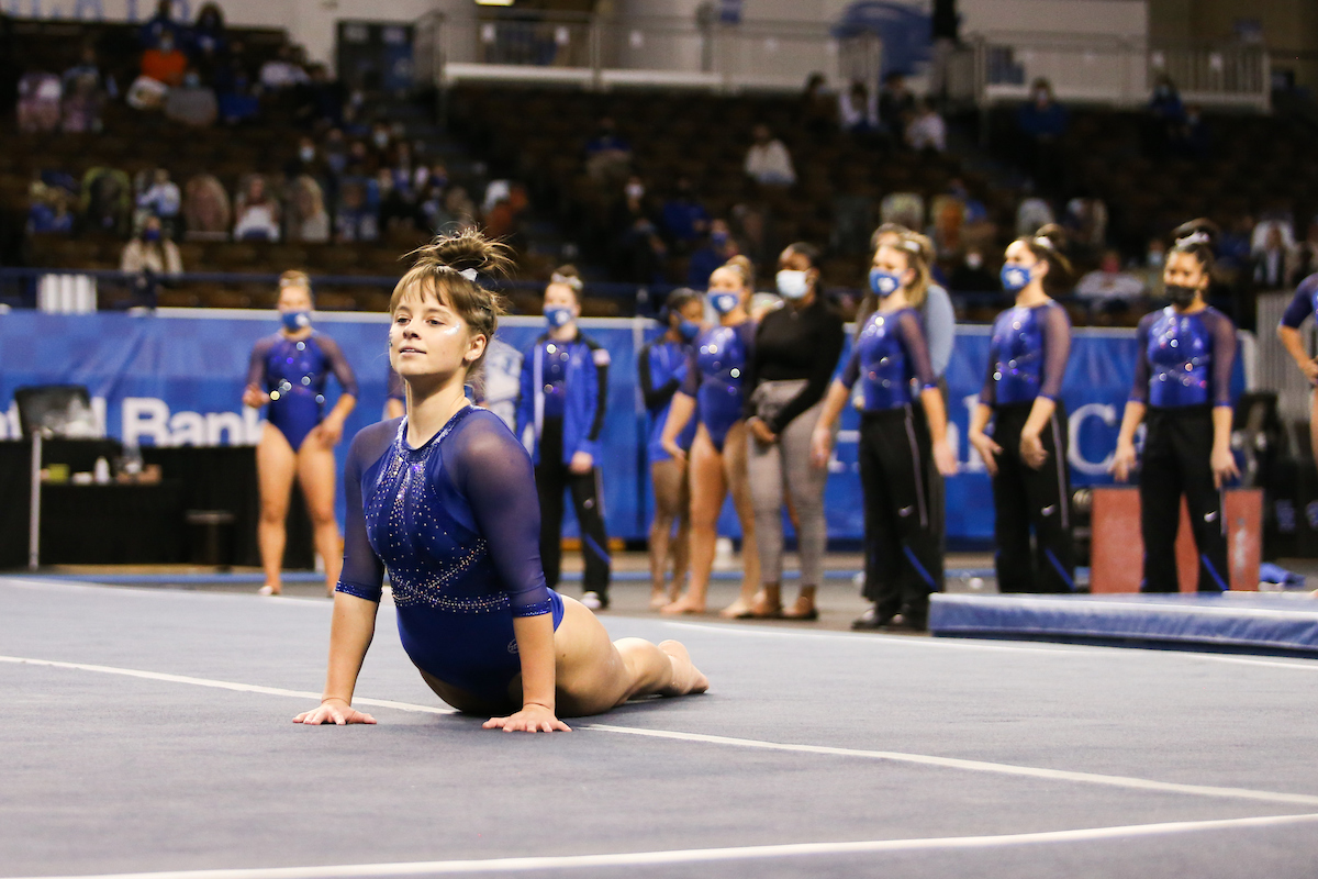 Anna Haigis.

Kentucky falls to Alabama 196.775 - 196.350.

Photo by Hannah Phillips | UK Athletics