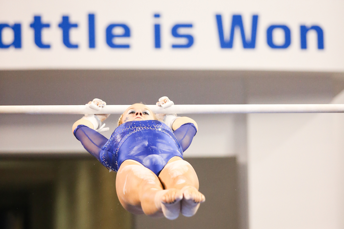 Bailey Bunn.

Kentucky falls to Alabama 196.775 - 196.350.

Photo by Hannah Phillips | UK Athletics