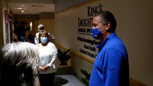 John Calipari and assistant coach Jai Lucas visited the King's Daughters Medical Center in Ashland, Kentucky.