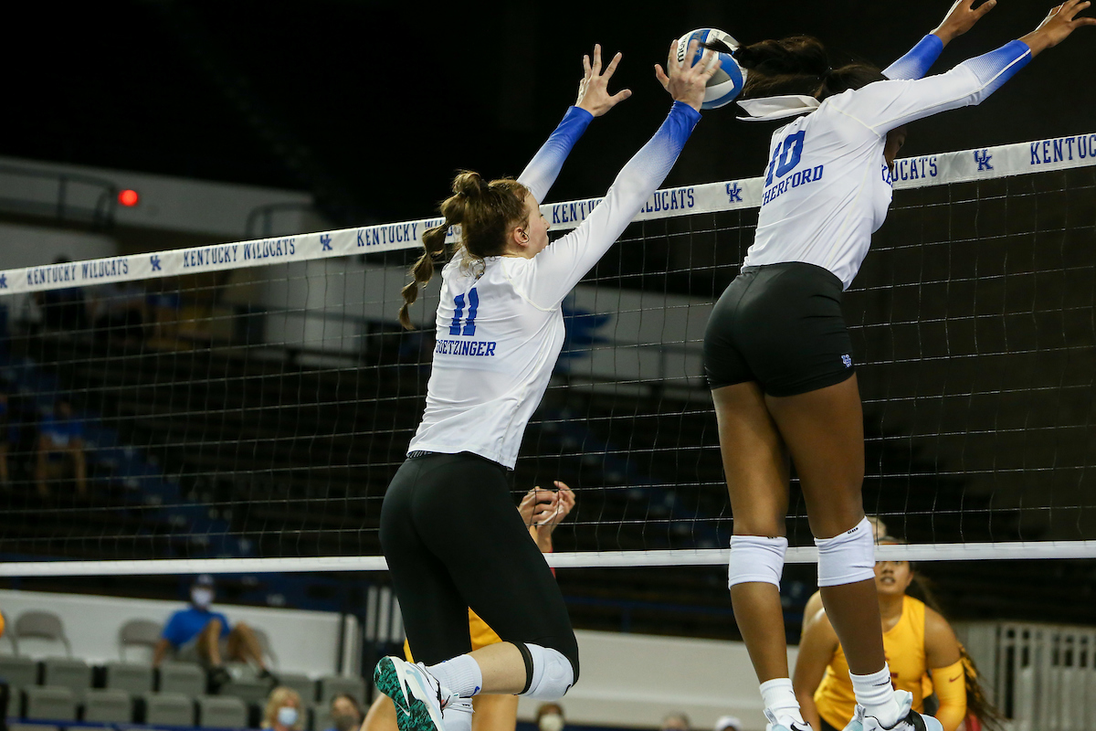 Elise Goetzinger and Reagan Rutherford.

Kentucky beats USC 3 - 0.

Photo by Sarah Caputi | UK Athletics