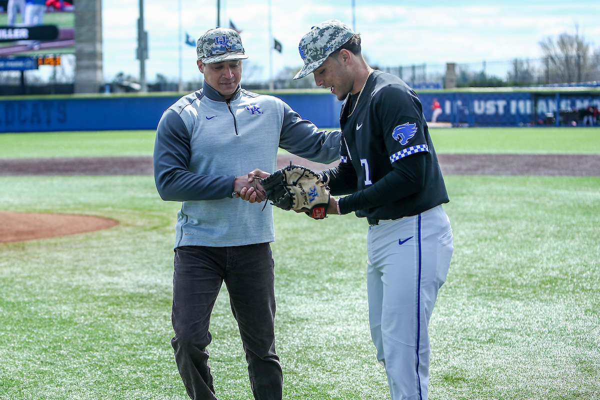 First Pitch, Dean Miller and Devin Burkes.

Kentucky defeats Georgia 18-5.

Photo by Sarah Caputi | UK Athletics